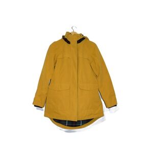 Womens Pendleton Mustard Yellow Hooded Parka Plaid Lined Jacket Small‎